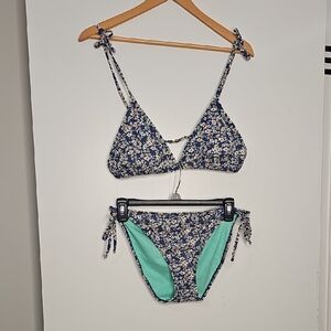 Xhilaration Blue Floral Bikini Set